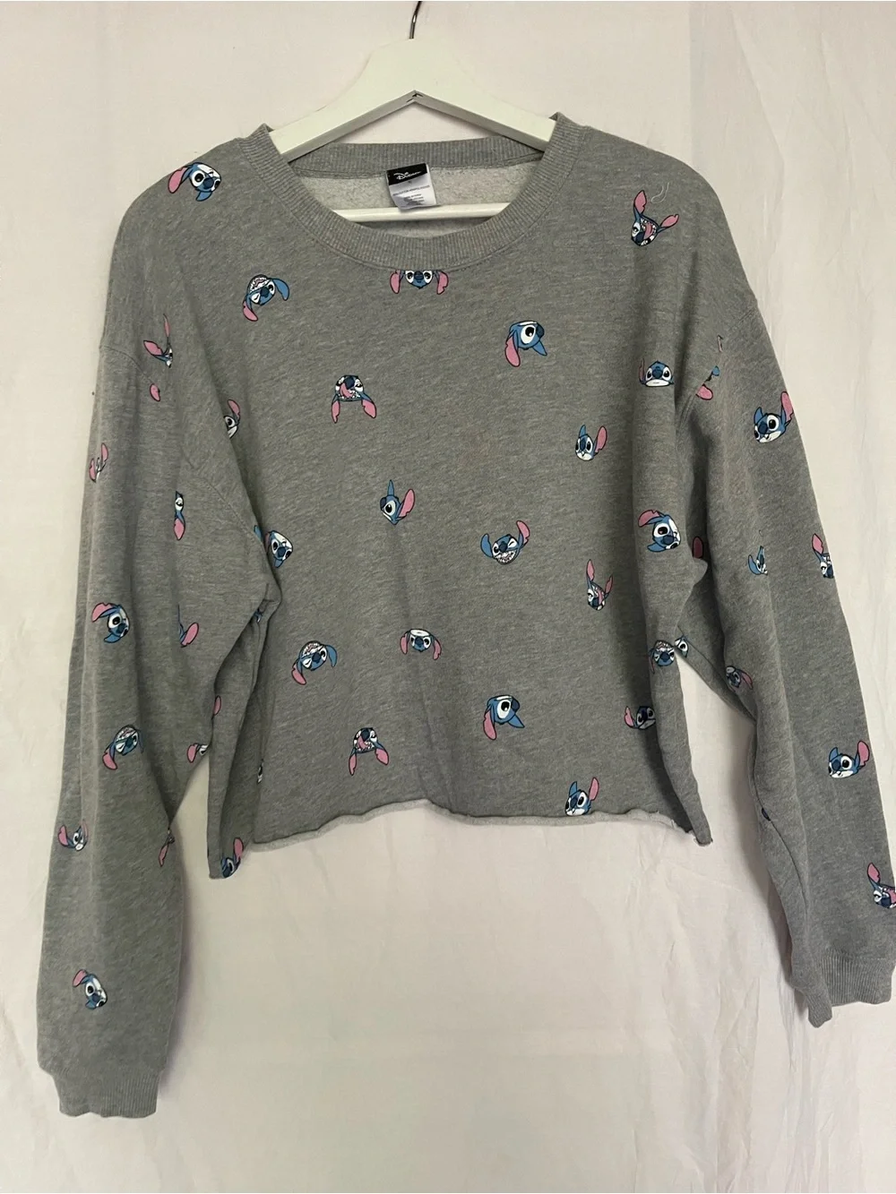 Disney Lilo & Stitch All-Over Print Cropped Sweatshirt Size XL Y2K Lounge Street